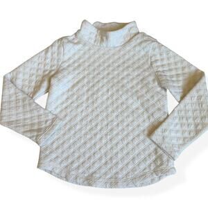 J.Crew Kids Crewcuts Quilted Mockneck Pullover Ivory Girls Small 6/7